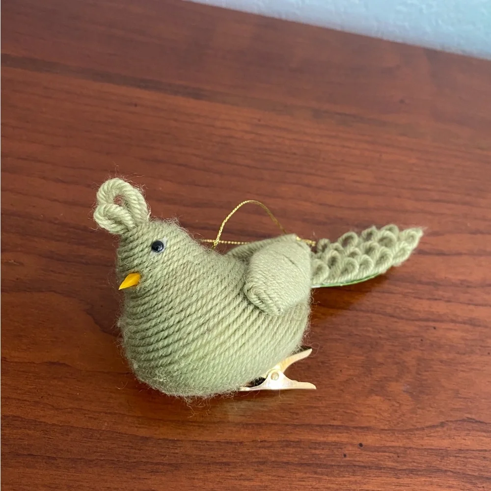 Green Yarn Bird Ornament